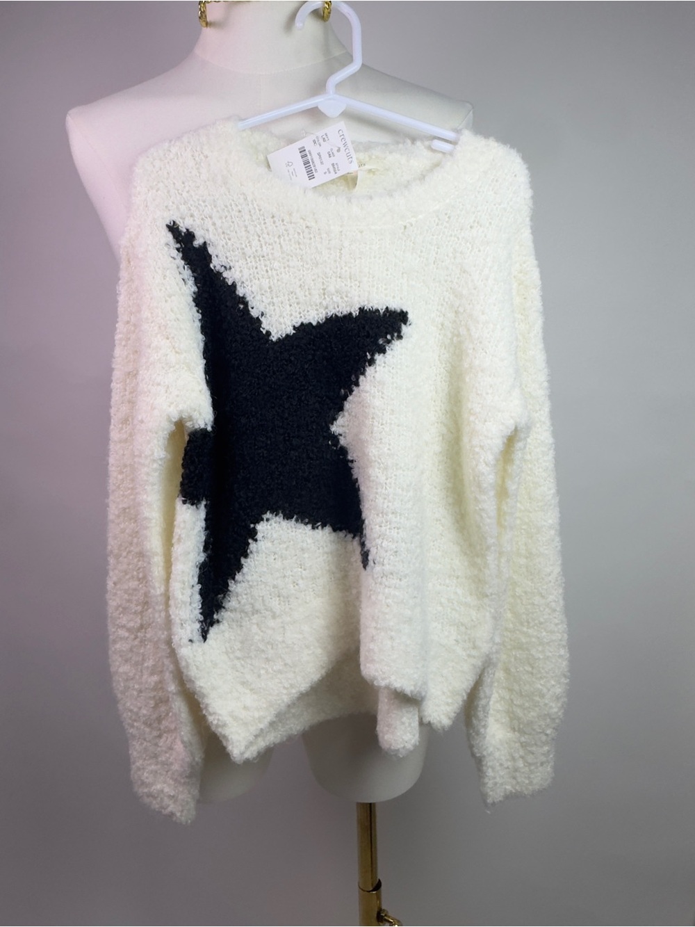 JCrew kids Crewcuts wool alpaca blend sweater | Cream White Star | Small 6/7 NWT